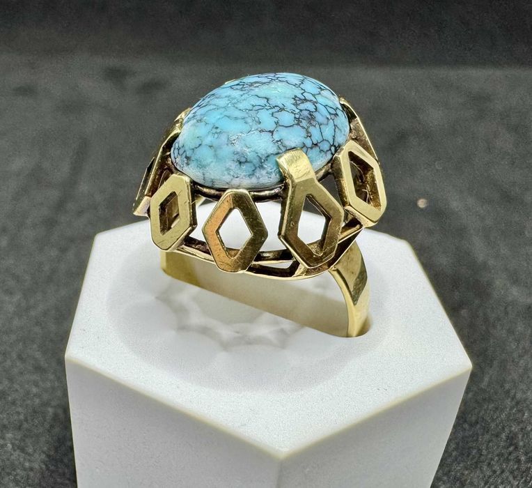 Złoty pierścionek z turkusem 14ct 585, 6,19g, rozmiar: 13