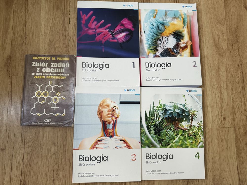 Książki biologia biomedica + zbiór zadań chemia M. Pazdro