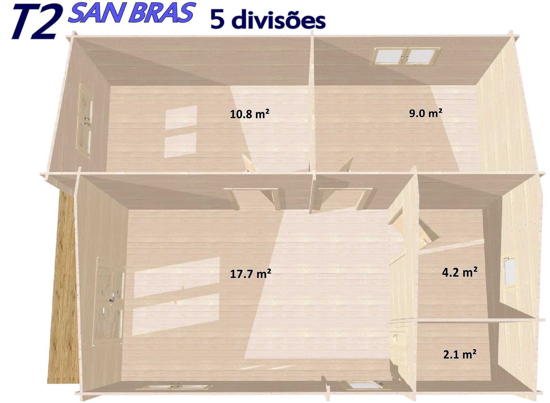 Casa "SAN BRAS" T2 60 m² - 5 divisões - Mobilehome - Casa de madeira