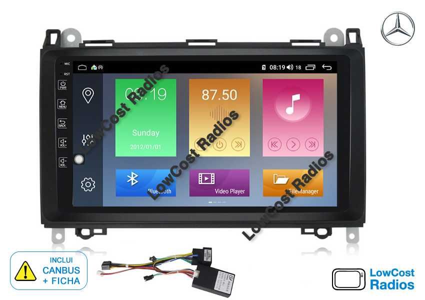 Rádio GPS 9'' Mercedes Benz Classe A e B, Viano, Sprinter — Android 13