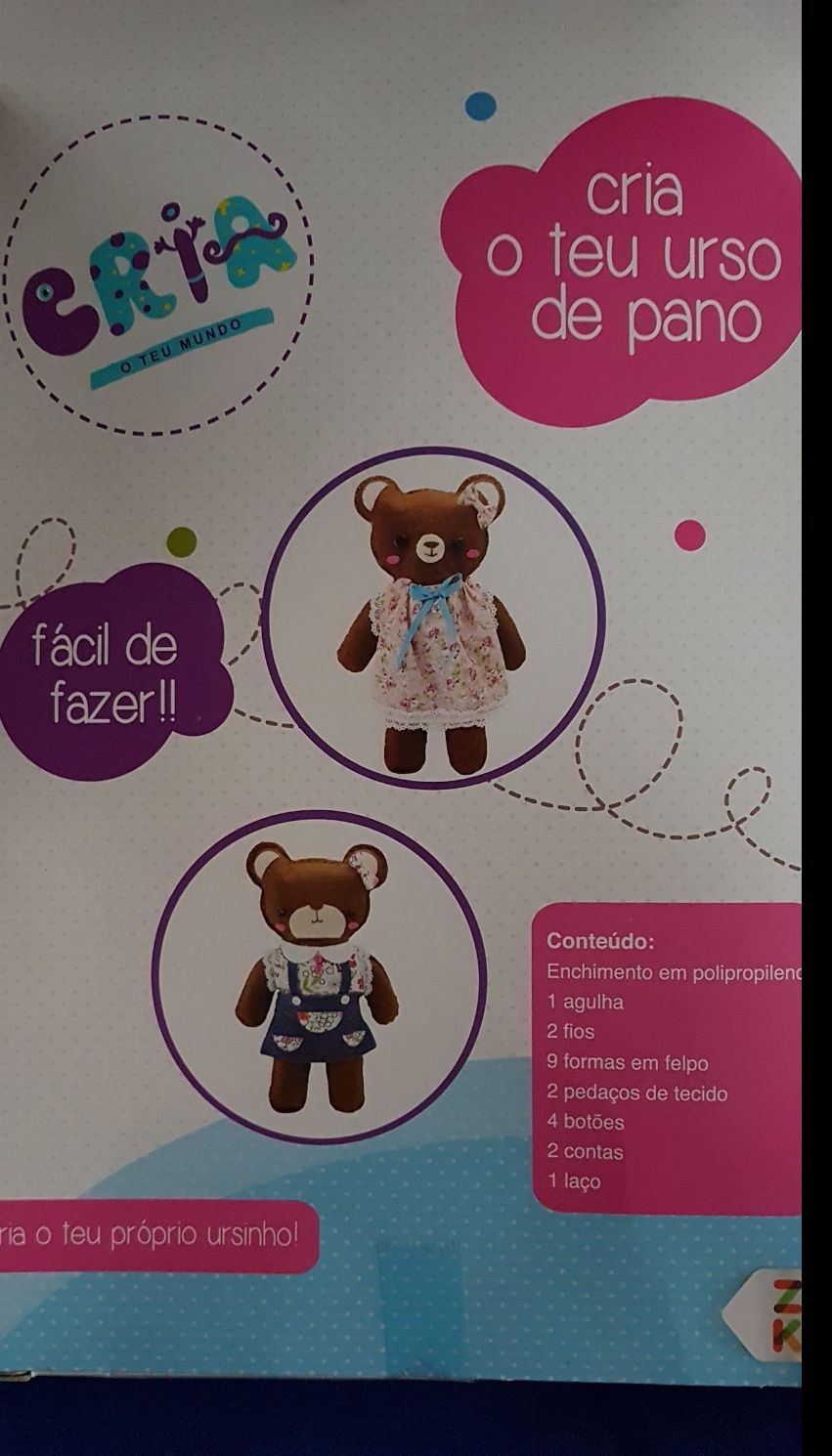 Ursinhos em pano, criações infantis +6 anos (novos)