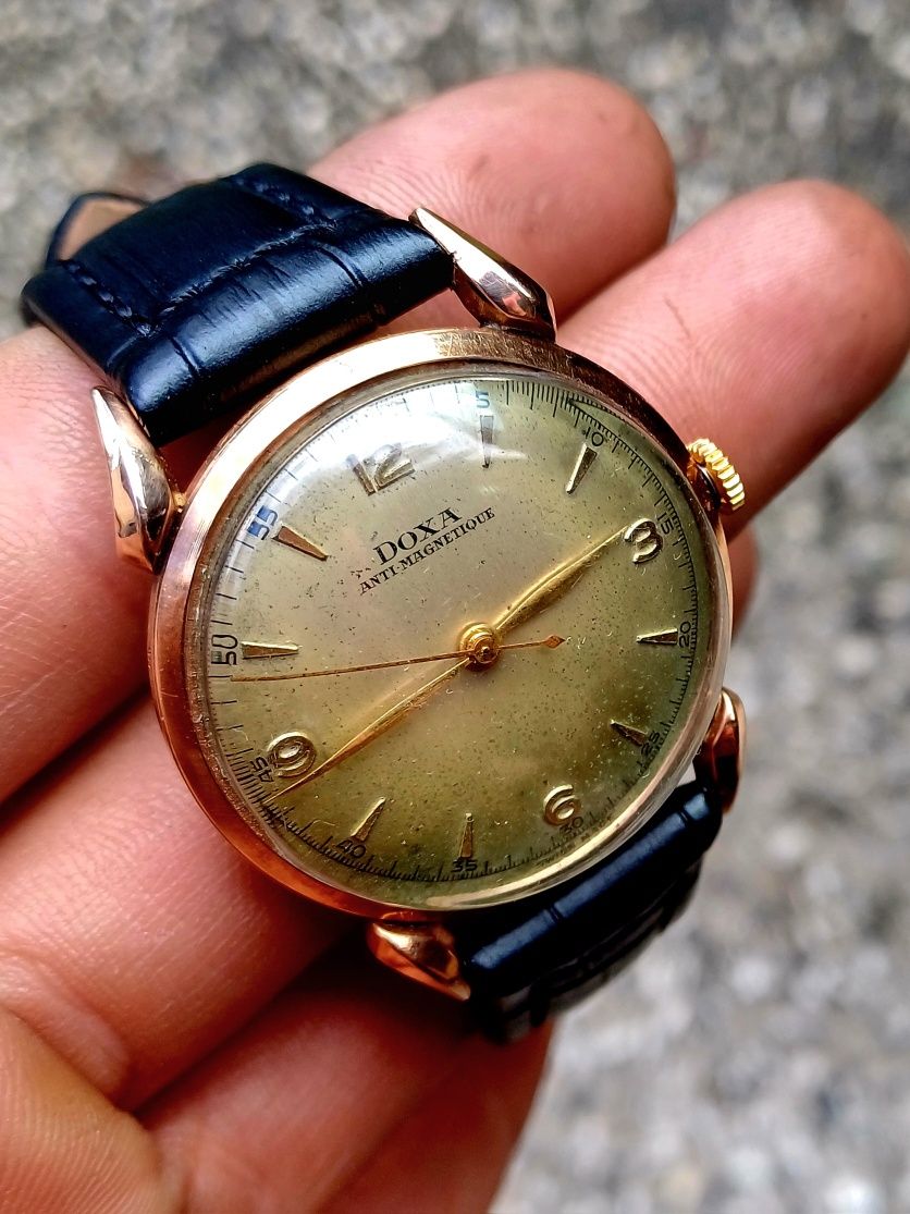 Złoty zegarek 14k Doxa antimagnetique lata 50-te