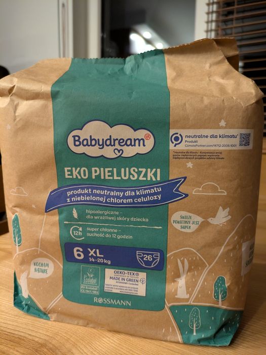 Pieluchy BABYDREAM EKO 6XL 14-20 kg 
Pieluchy, 6 XL, 14-20 kg