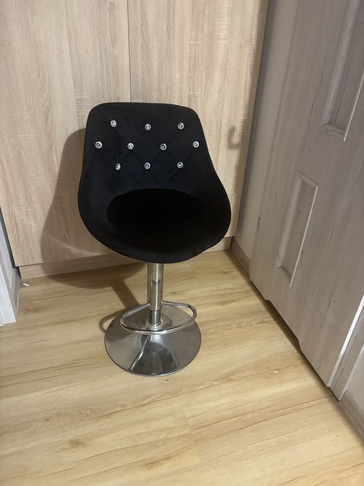 Hoker, krzesło do toaletki, siedzisko, czarne, diamenciki