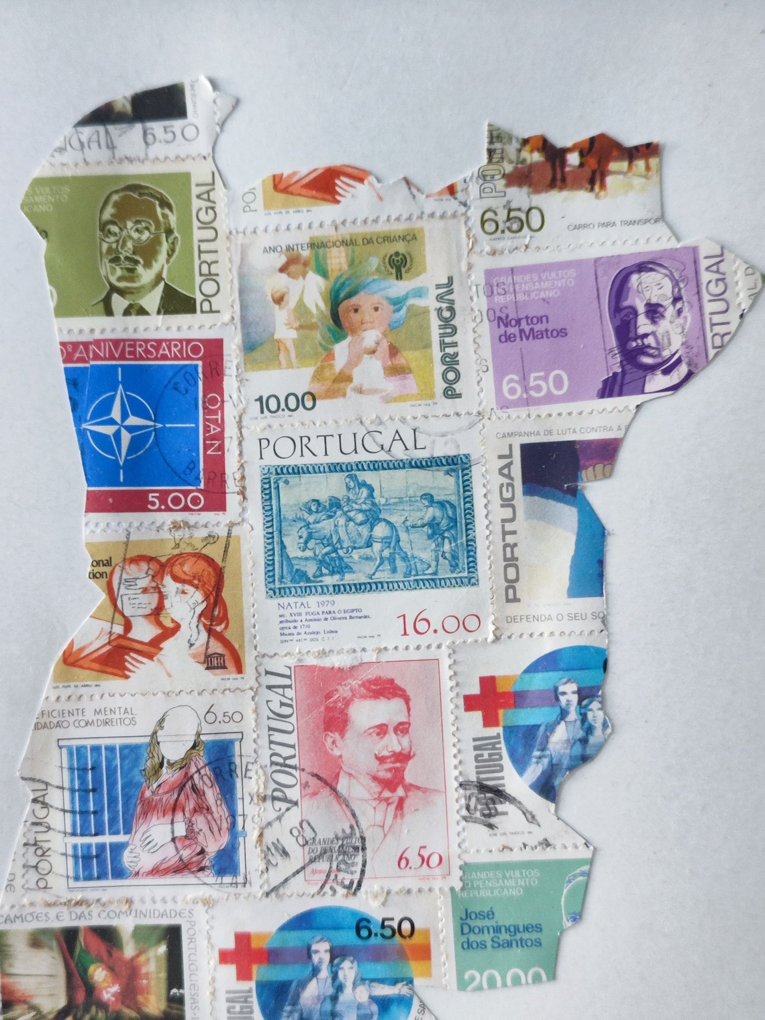 Quadro Mapa de Portugal em selos