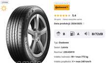 4x nowa opona Continental EcoContact 6 235/45R19 99 V