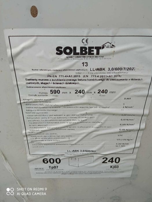 Pustak beton komórkowy solbet