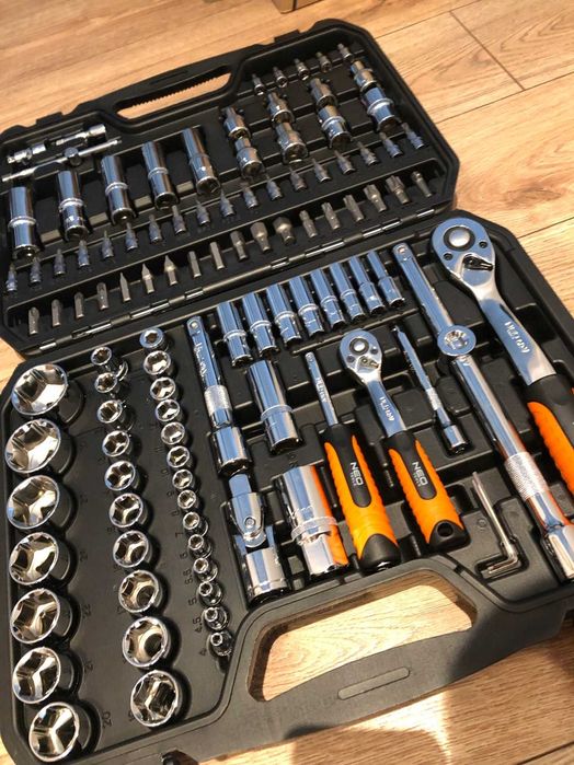 NOWY Zestaw KLUCZY NASADOWYCH Walizka 110e 1/2" 1/4" Torx Bity Satyna