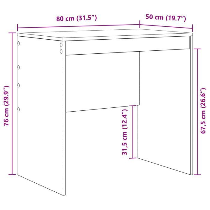 Vidaxl Biurko Sonoma Oak 80X50X76 Cm Z Drewna Inżynieryjnego