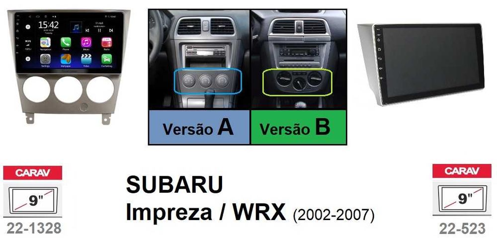 Rádio 2DIN 9" • SUBARU • Impreza • WRX • Forester • Outback • Android