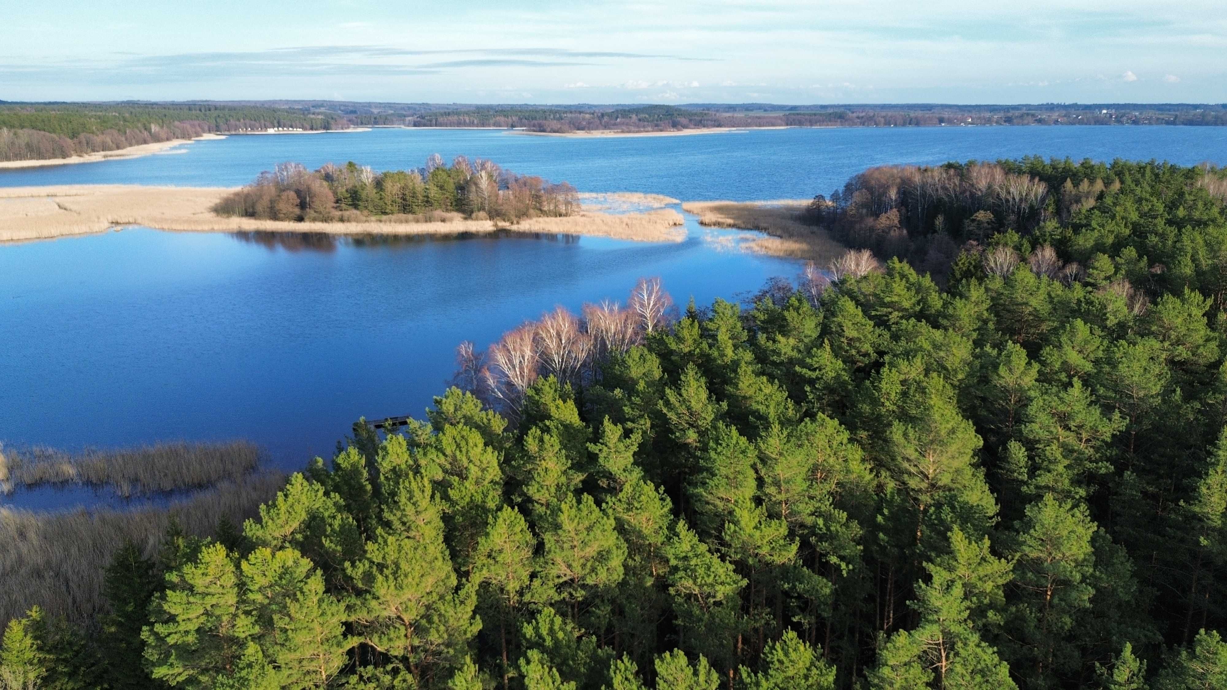 Domek  nad jeziorem  Mazury w Przerwankach przy lesie.