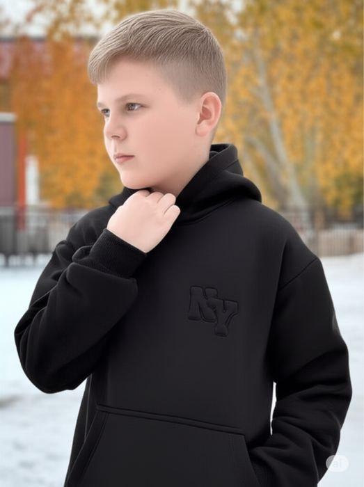 Дитячий теплий спортивний костюм Детский черный теплый костюм на флисе