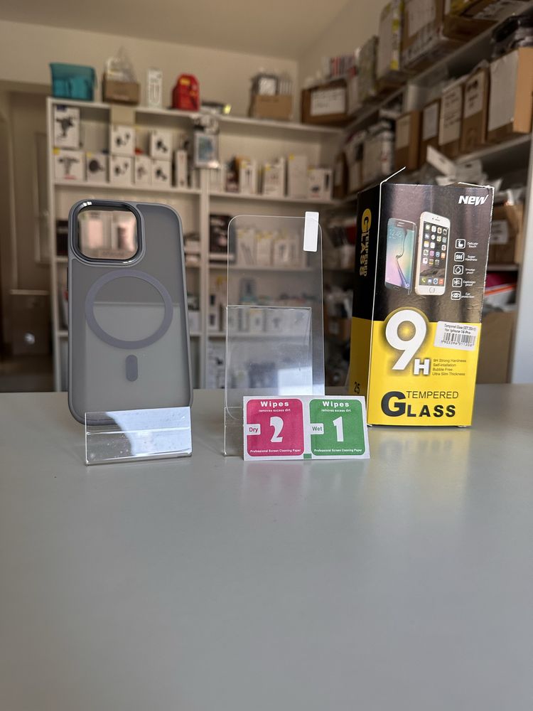 Etui matowe titan MagSafe + SZKŁO hartowane do IPHONE 16 PRO