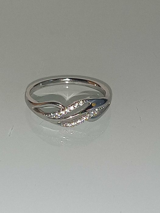 Кільце "Хвиля" з цирконієм, медсталь з pодієм, Xuping