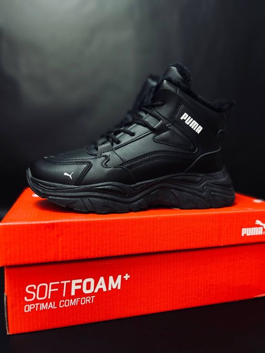 Женские кроссовки Пума Черные зимние кросівки жіночі пума зимові