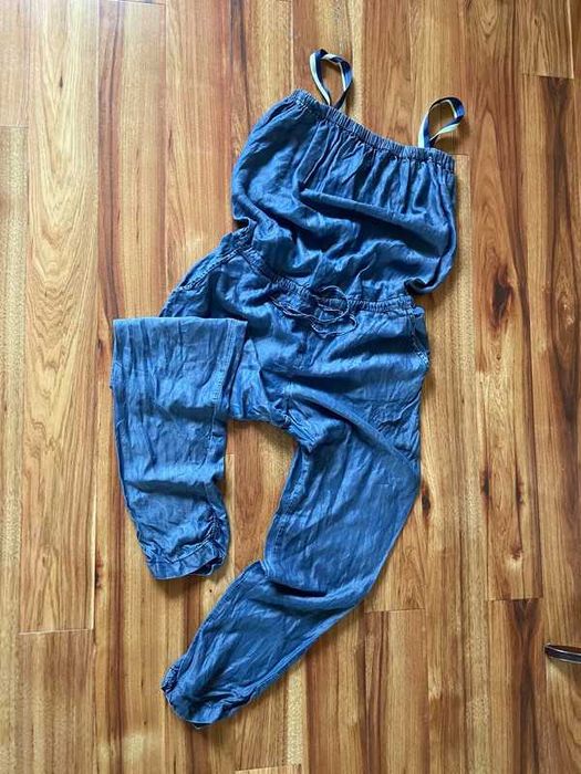 kombinezon ala jeans cienki lekki tuba xl 42 44 +size oversize luzna