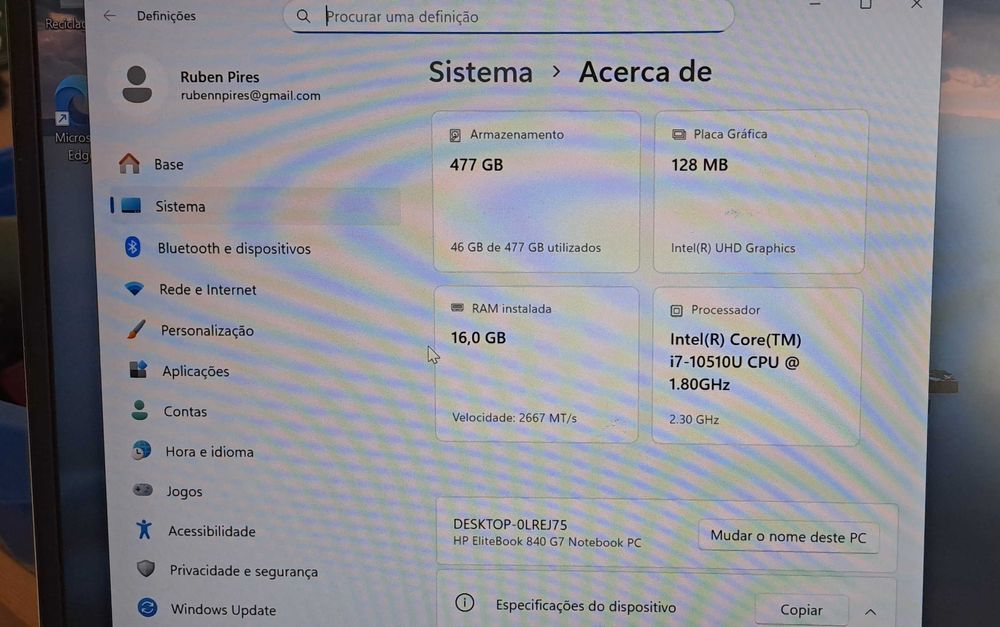 HP 840 G7 I7 10ªgeração Windows11 16Gb Ram DDR4 2020 C/Novo c/Garantia