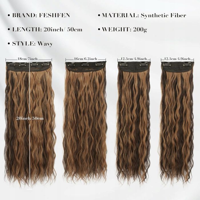 Peruka 4 szt Przedłużanie włosów na zatrzask 20 cali