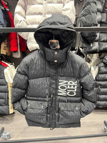 Модная унисекс куртка Moncler черная и белая (все размеры) Монклер