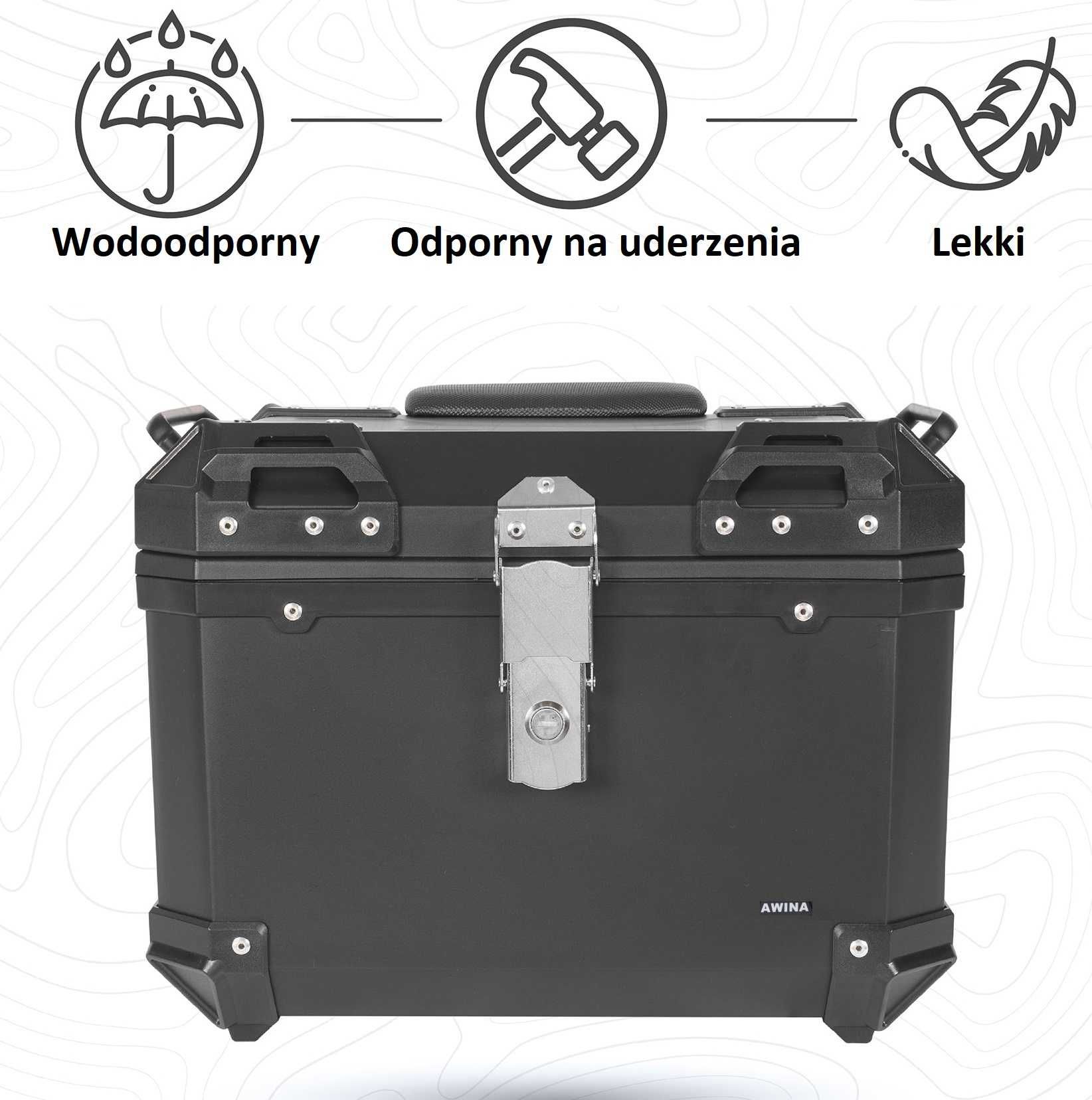 Kufer Motocykl Enduro AWINA 45L 44X38X34CM TITANIUM Adventure Trekker