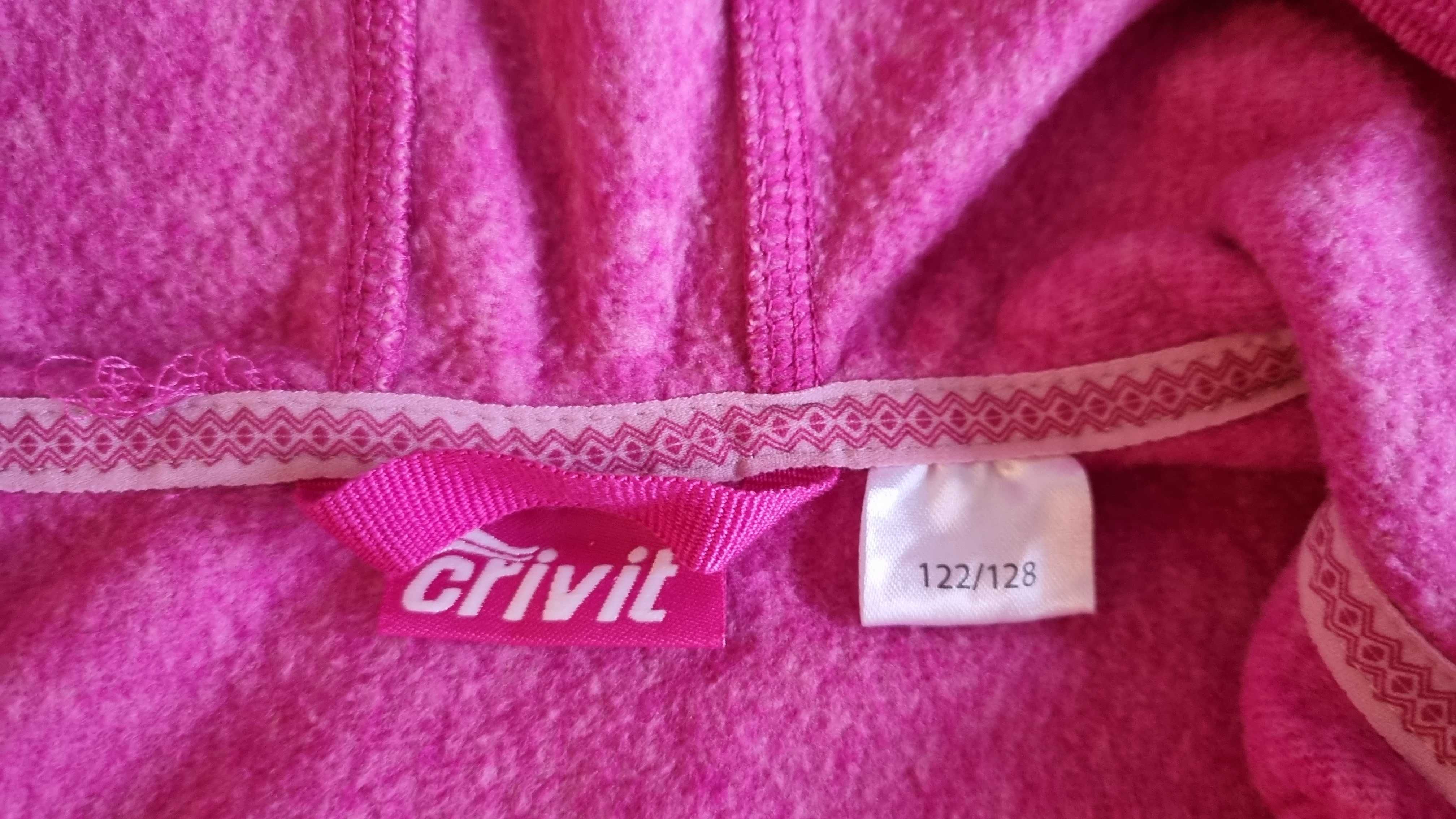 Bluza polarowa z kapturem dziewczęca Crivit różowa roz. 122/128
