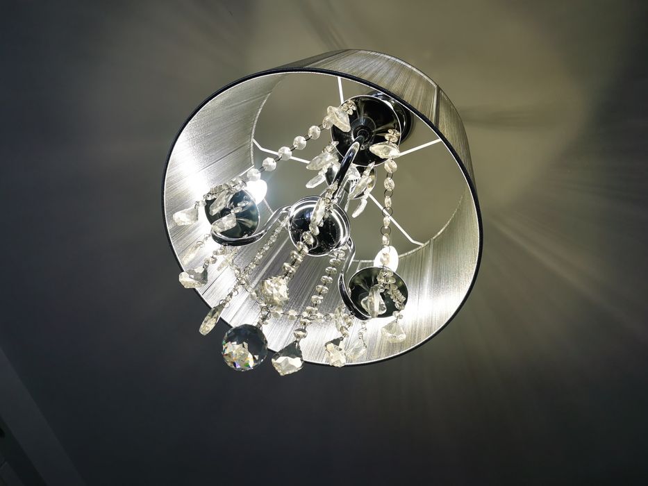 Lampa sufitowa kryształki glamour+lustro okragłe