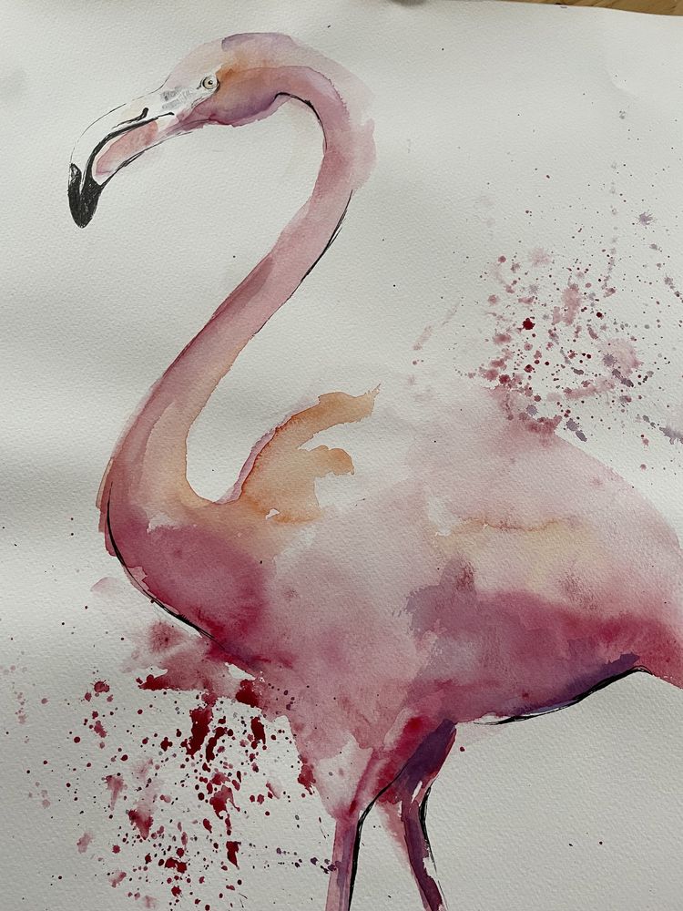 Obraz akwarela Flaming 50x70