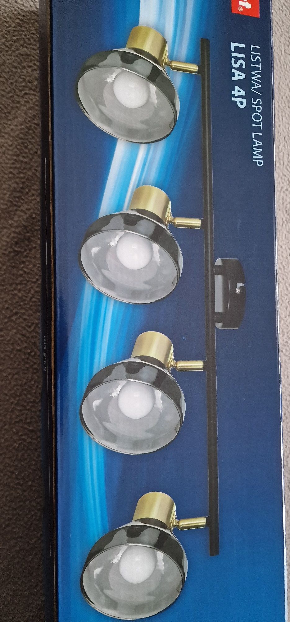 Listwa reflektorowa czarno-złota led 4 lampy, salon,E14, nowa