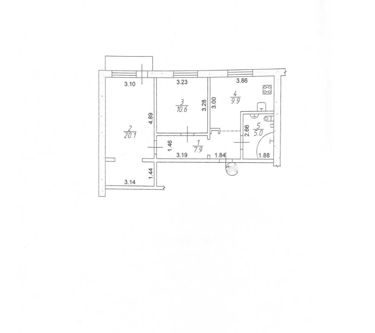 Продаж 2-к кв., Бородинський, зупинка Школа, 54 м.кв.