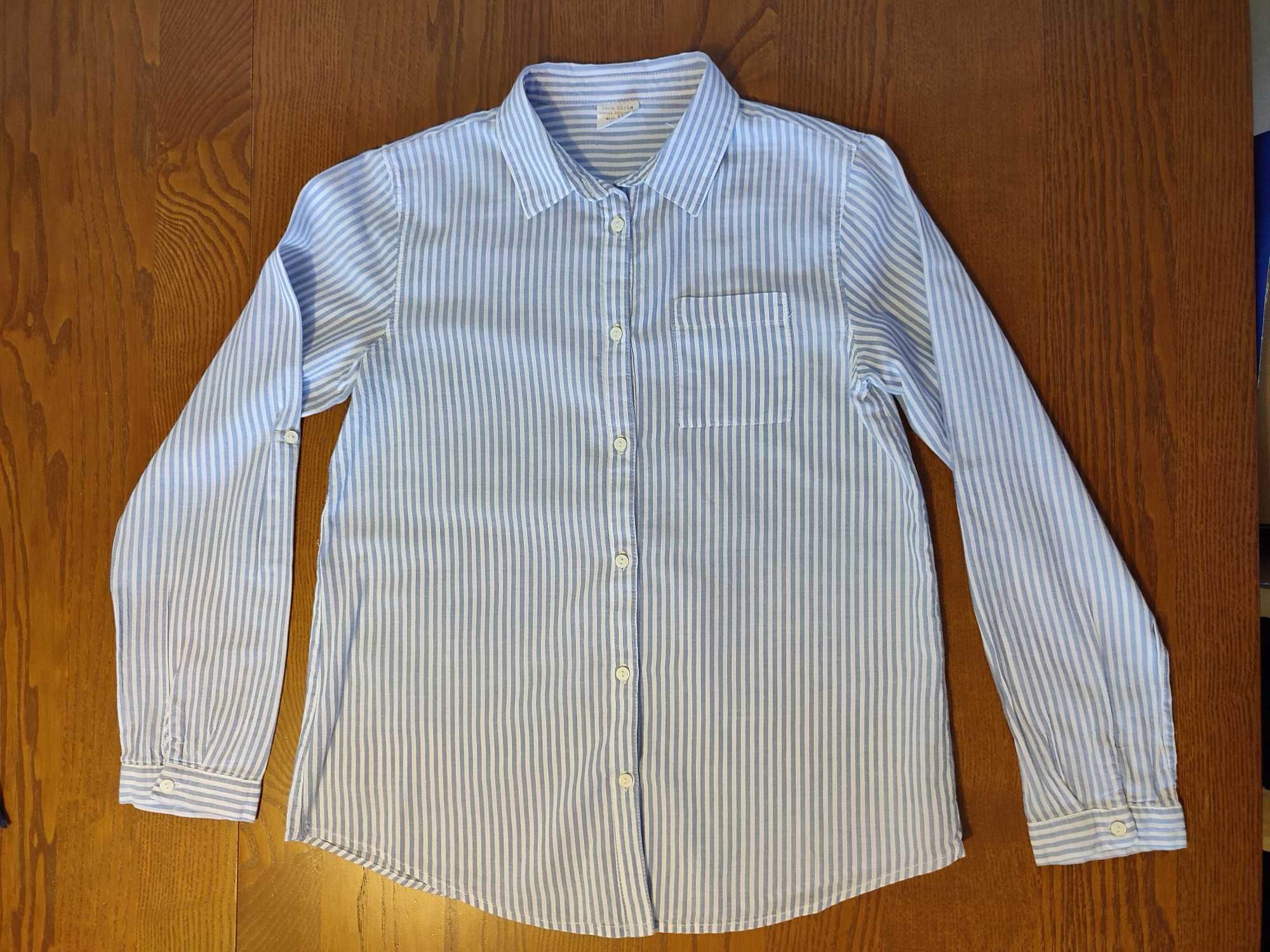 Koszula Zara Girls w biało-niebieskie paski 11-12 lat, 152 cm