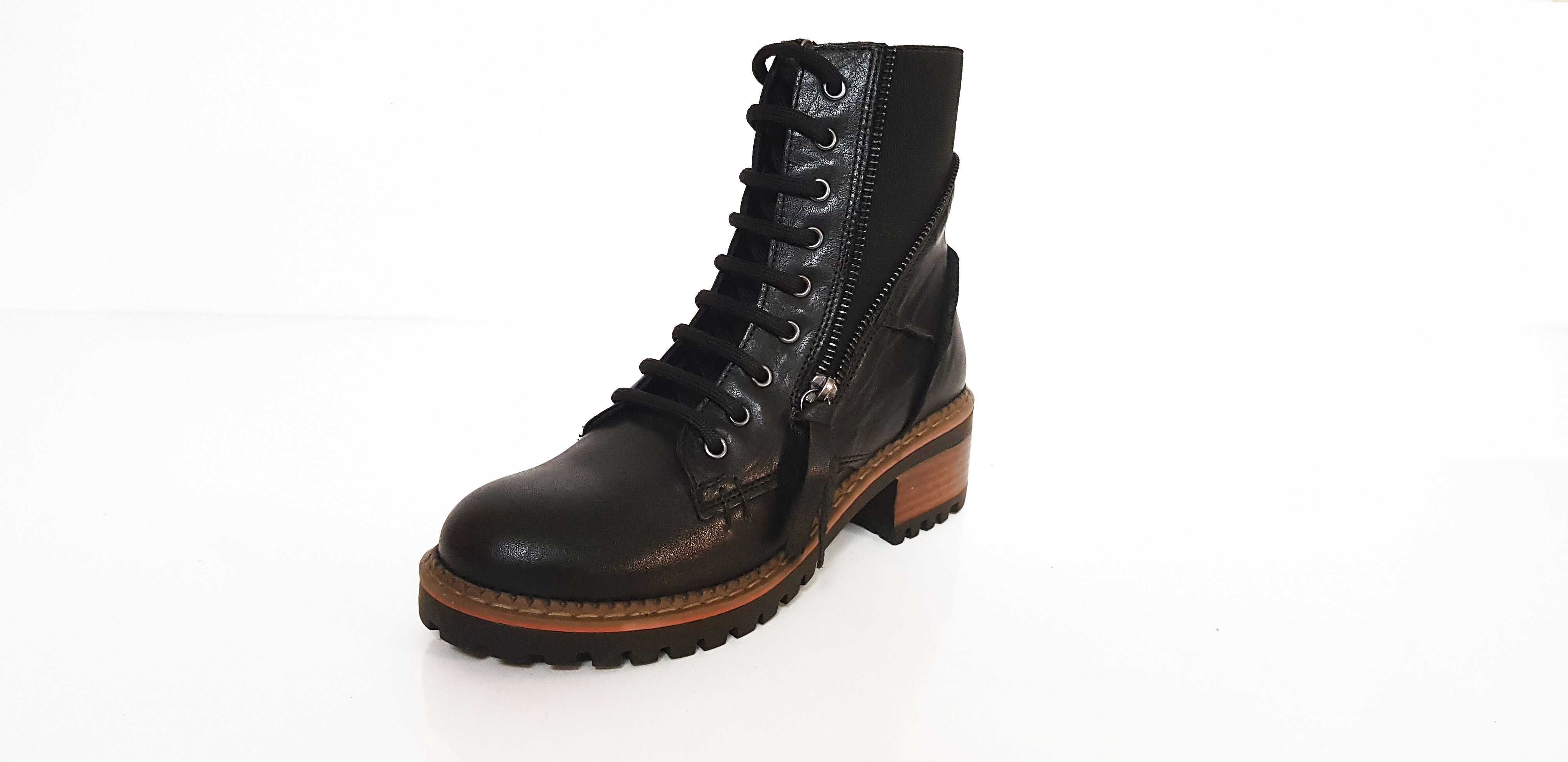 Botki damskie workery MANITU 960338/01 skóra czarne r. 36,37,38,39,40