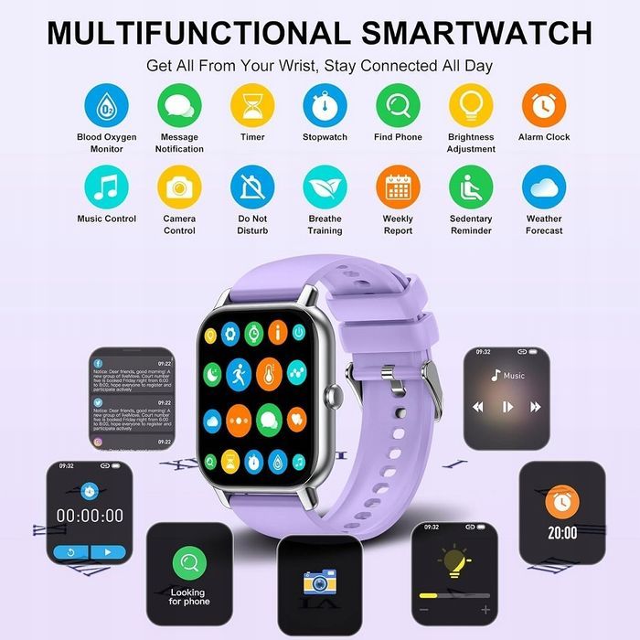 outlet smartwatch nerunsa p66 fioletowy/srebrny