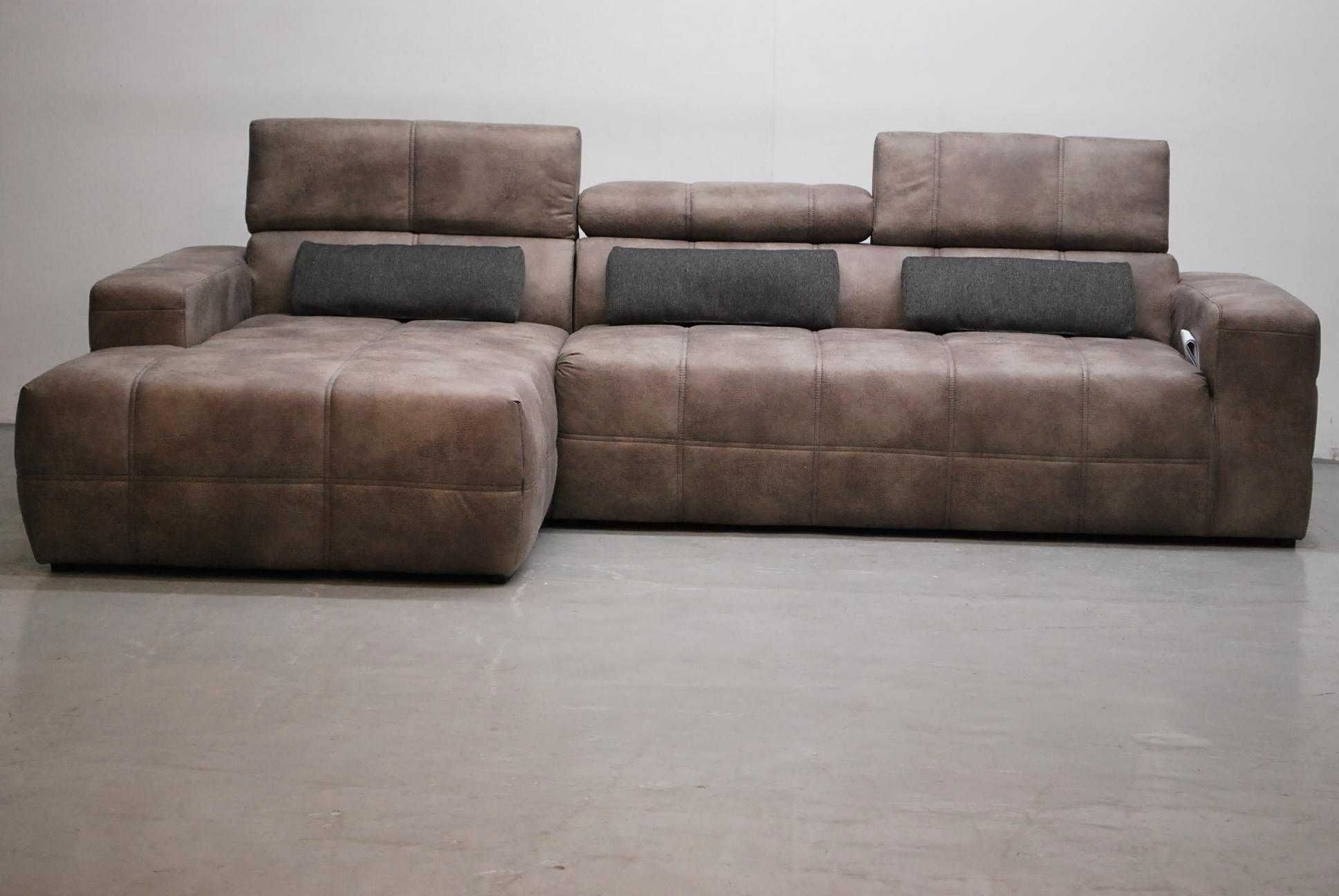 SFN DESIGN narożnik regulowane zagłówki rogówka sofa kanapa SZARA tkan