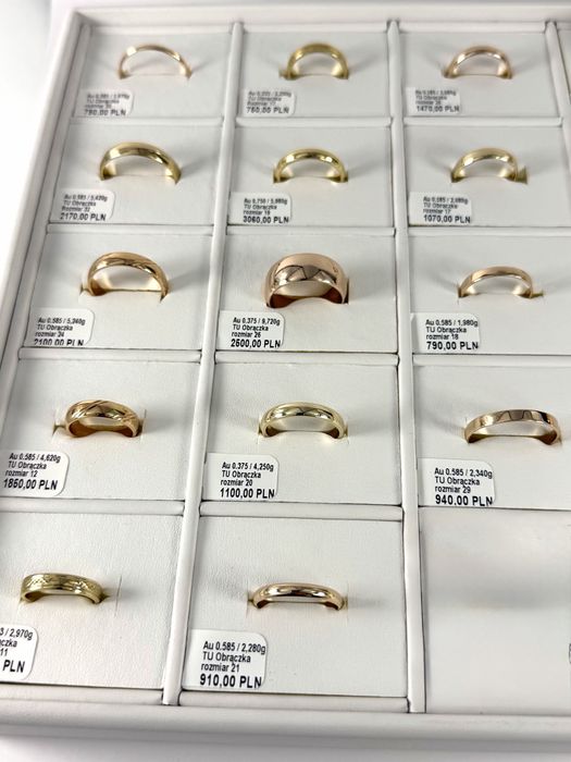 Złota obrączka rozmiar 26