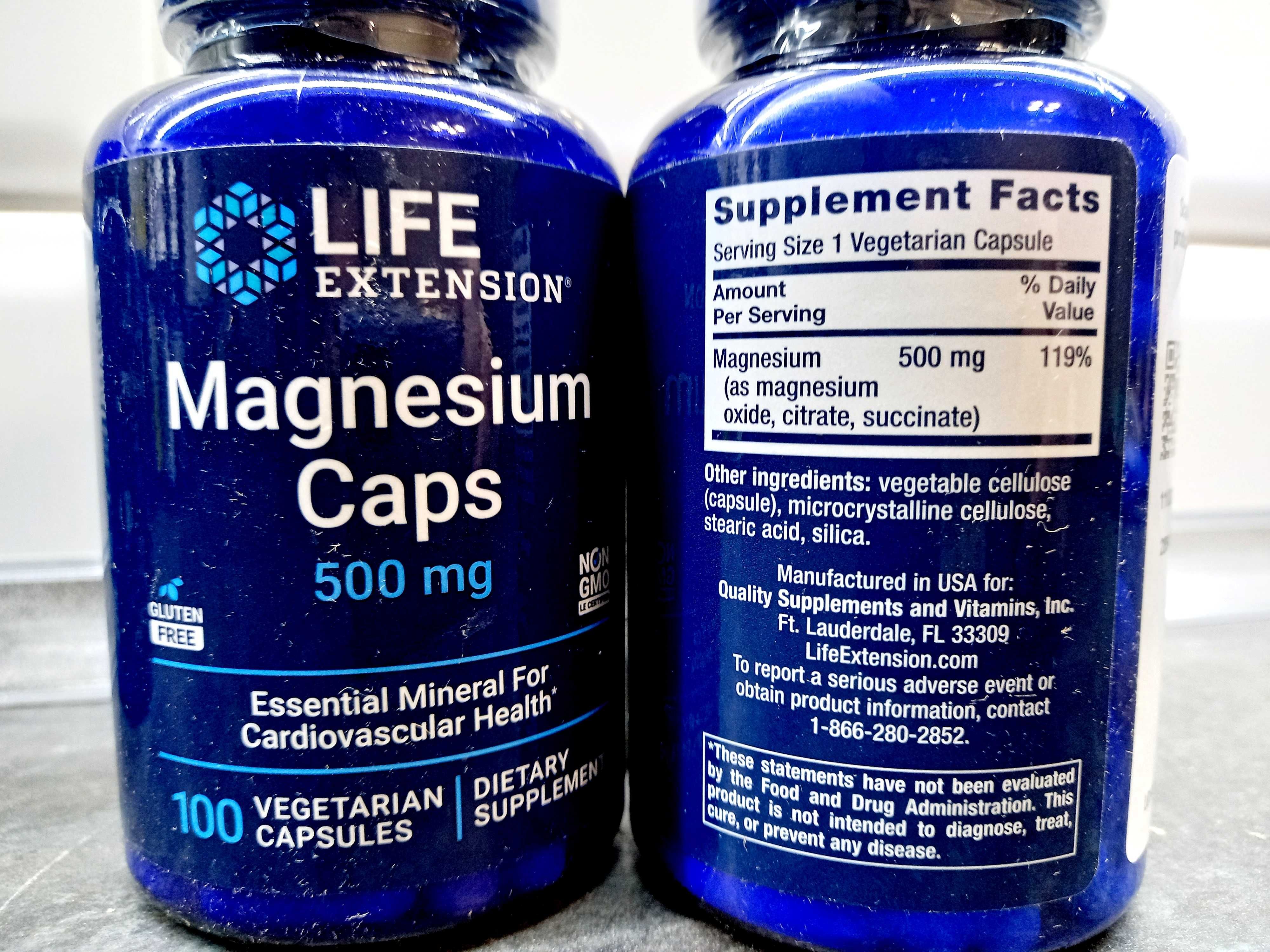 Life Extension, Magnesium Caps 500 мг (100 капс.), магний, магній