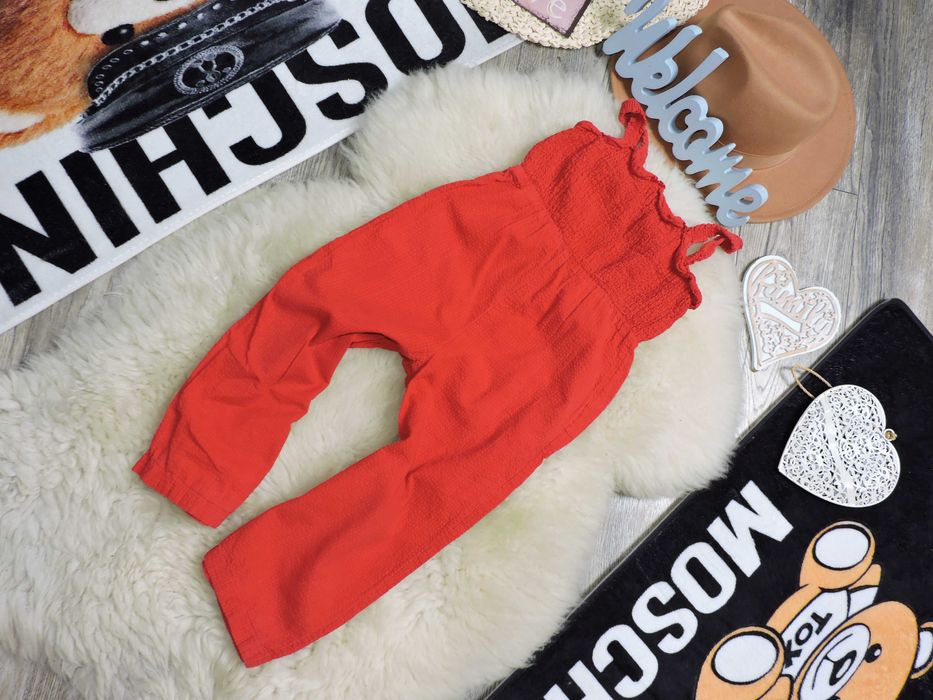 H&M - czerwony muślinowy kombinezon r 104