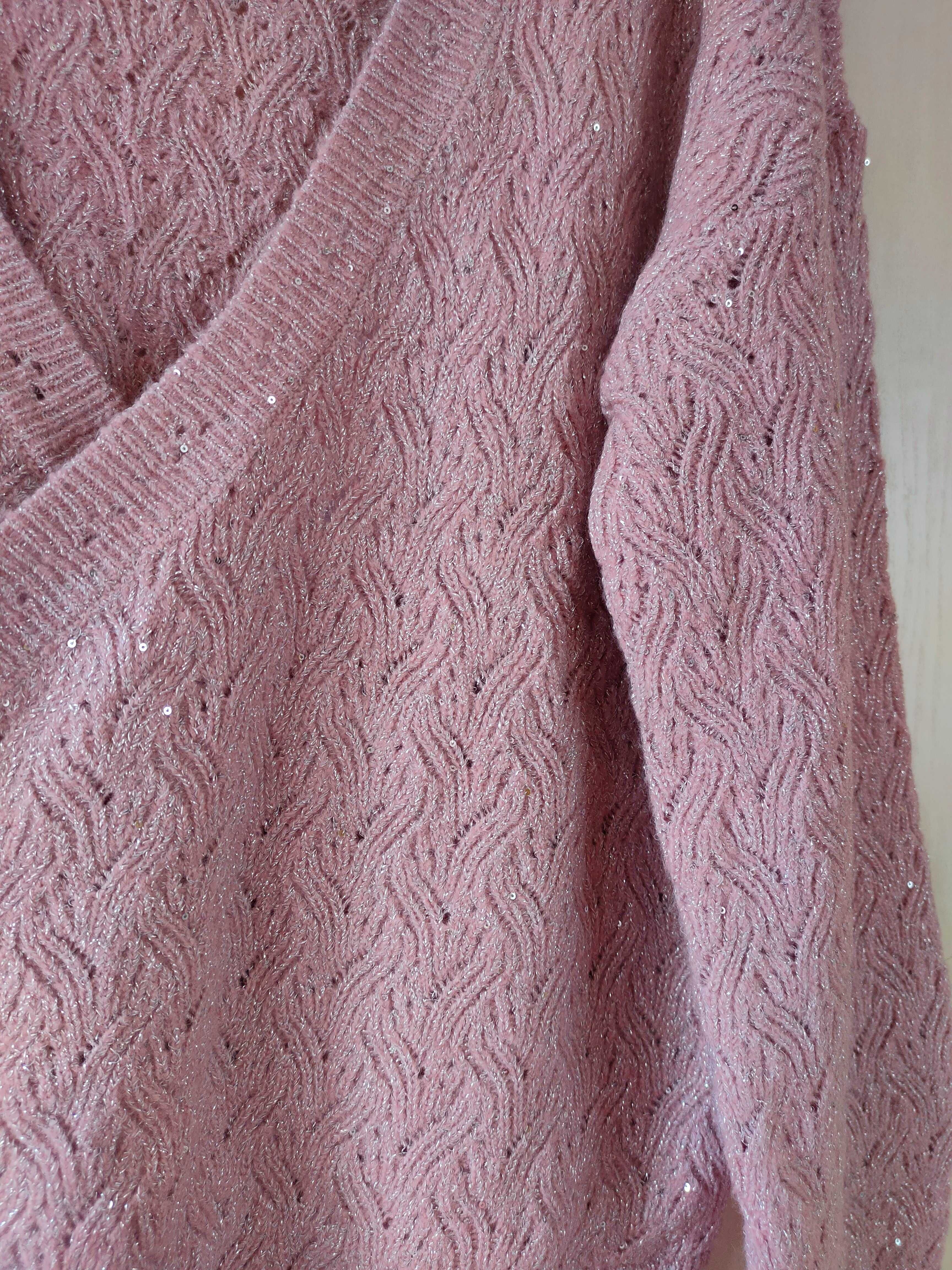 NOWY, różowy, kopertowy sweter r. 38, Bodyflirt (Bonprix)