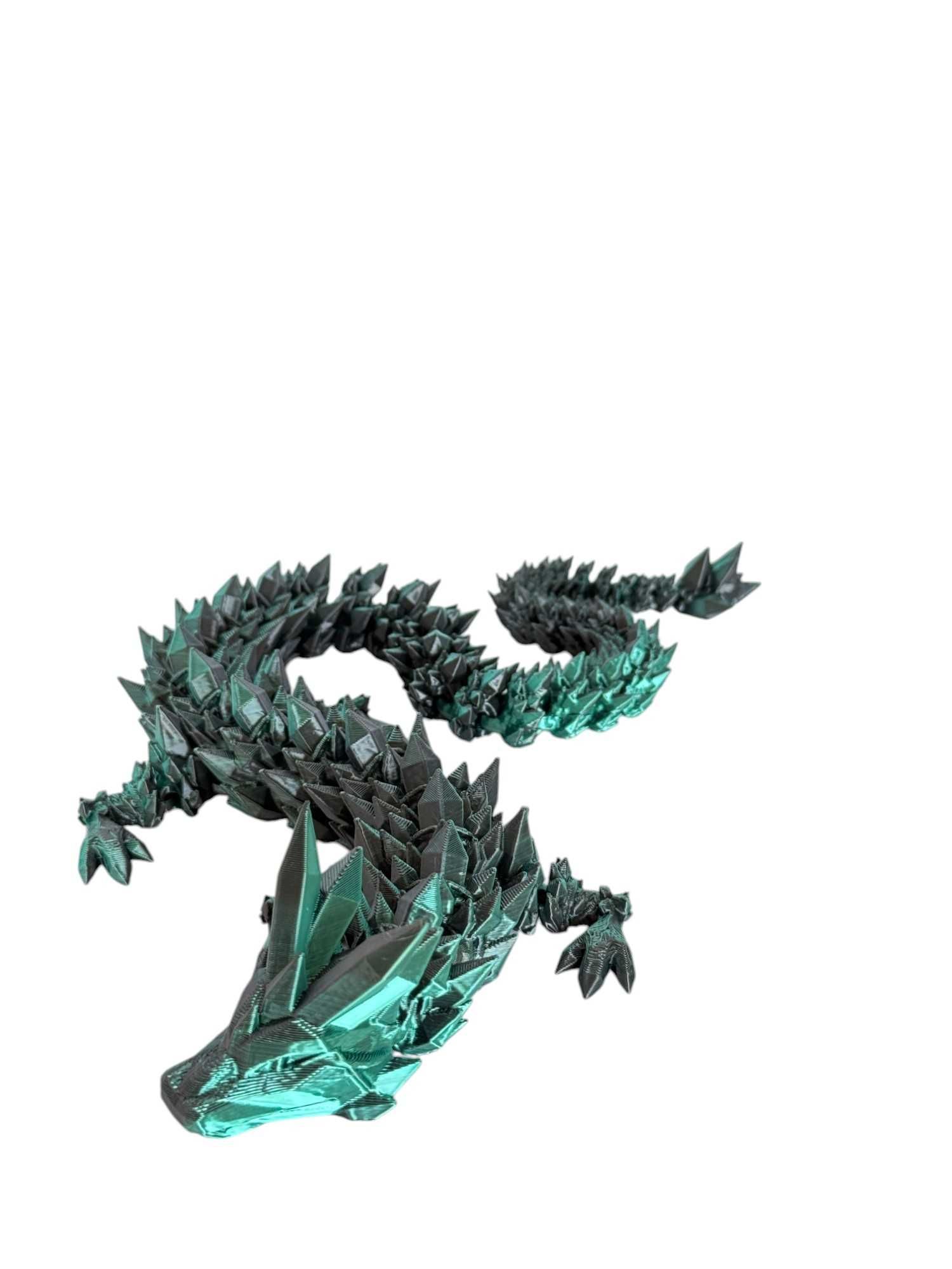 Crystal Dragon, Kryształowy Smok przegubowy, druk 3D zielono-czarny