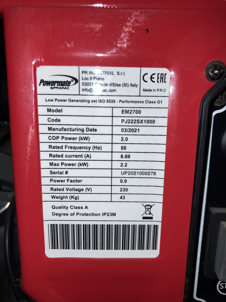 Генератор Powermate em2700