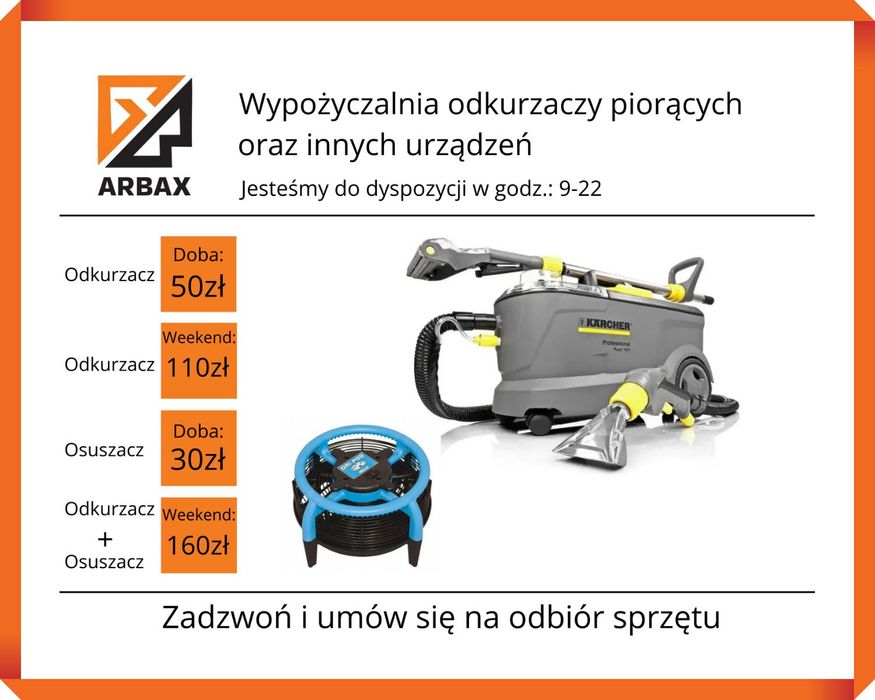 Wypożyczalnia odkurzaczy piorących Karcher Puzzi - wynajem