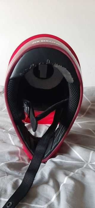 Kask rowerowy downhill z gardą SixSixOne matador red