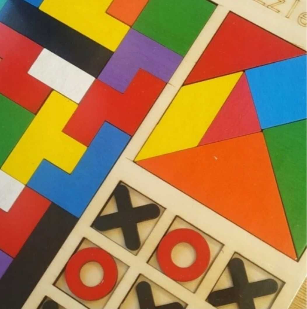 Nowa gra logiczna klocki drewniane układanka Tetris tangram 3w1 #140