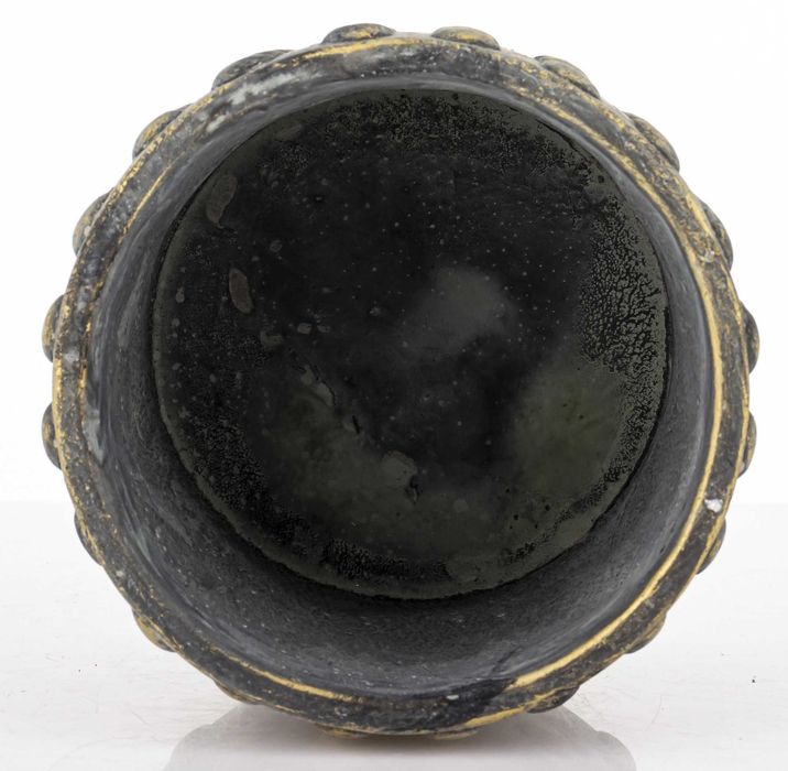 Osłonka doniczka donica na kwiatka szaro złota 11x15 cm ozdobna