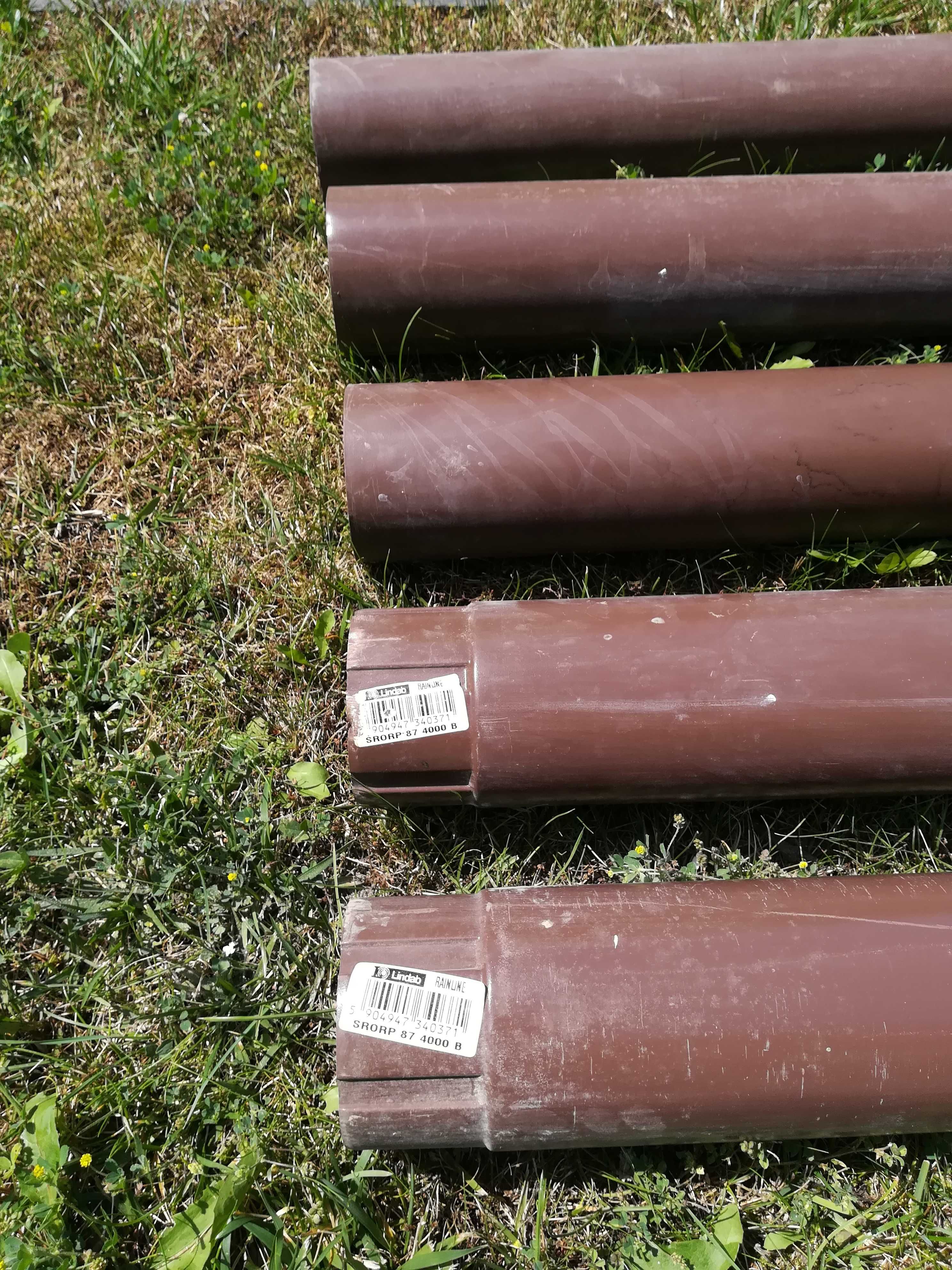 Rynna spustowa 87mm Lindab, metalowa, brązowa 4m + 4szt Kraków