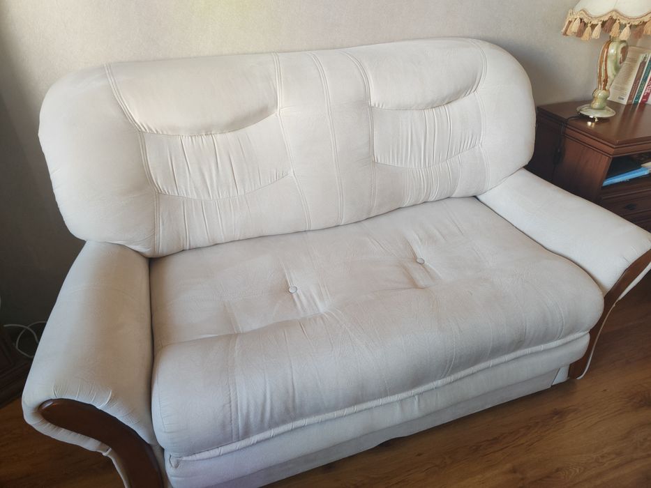 Komplet wypoczynkowy sofa plus fotel ecru