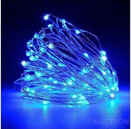 Гірлянда на батарейках 10 метрів, блакитна