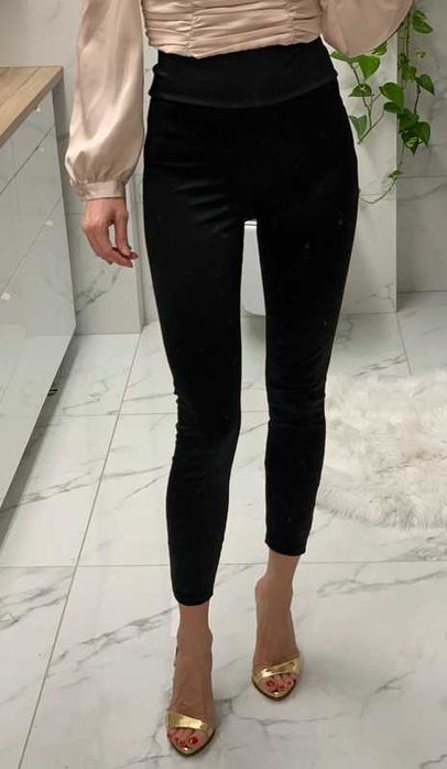 Legginsy River Island czarne błyszczące r. 36