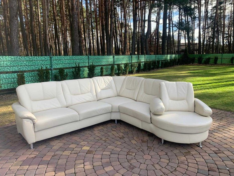 wohnwert niemiecki narożnik skóra naturalna ekrii