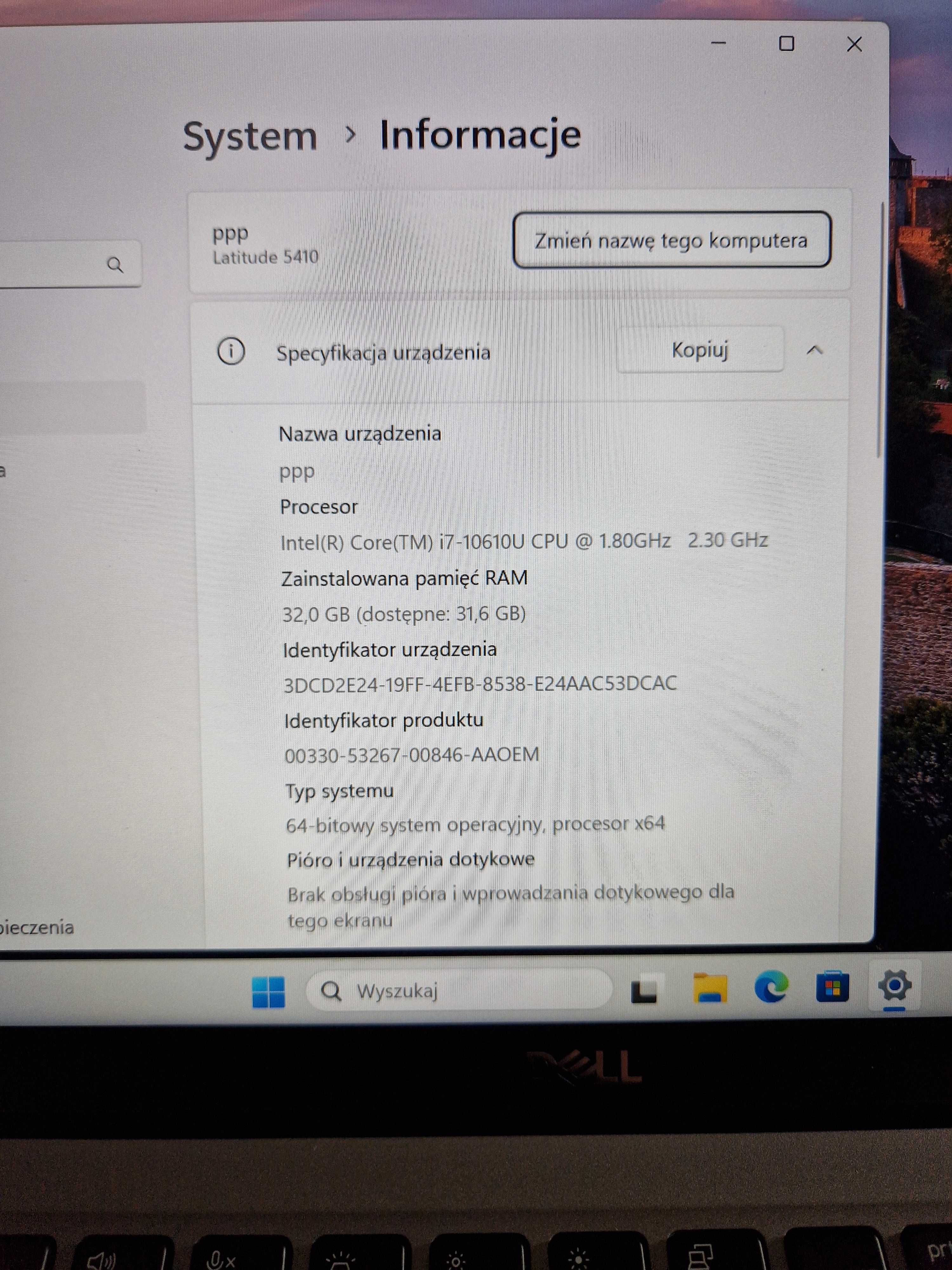 Dell Latitude 5410 i7 10Gen ram 32GB , 500GB SSD-nowy dysk Full HD