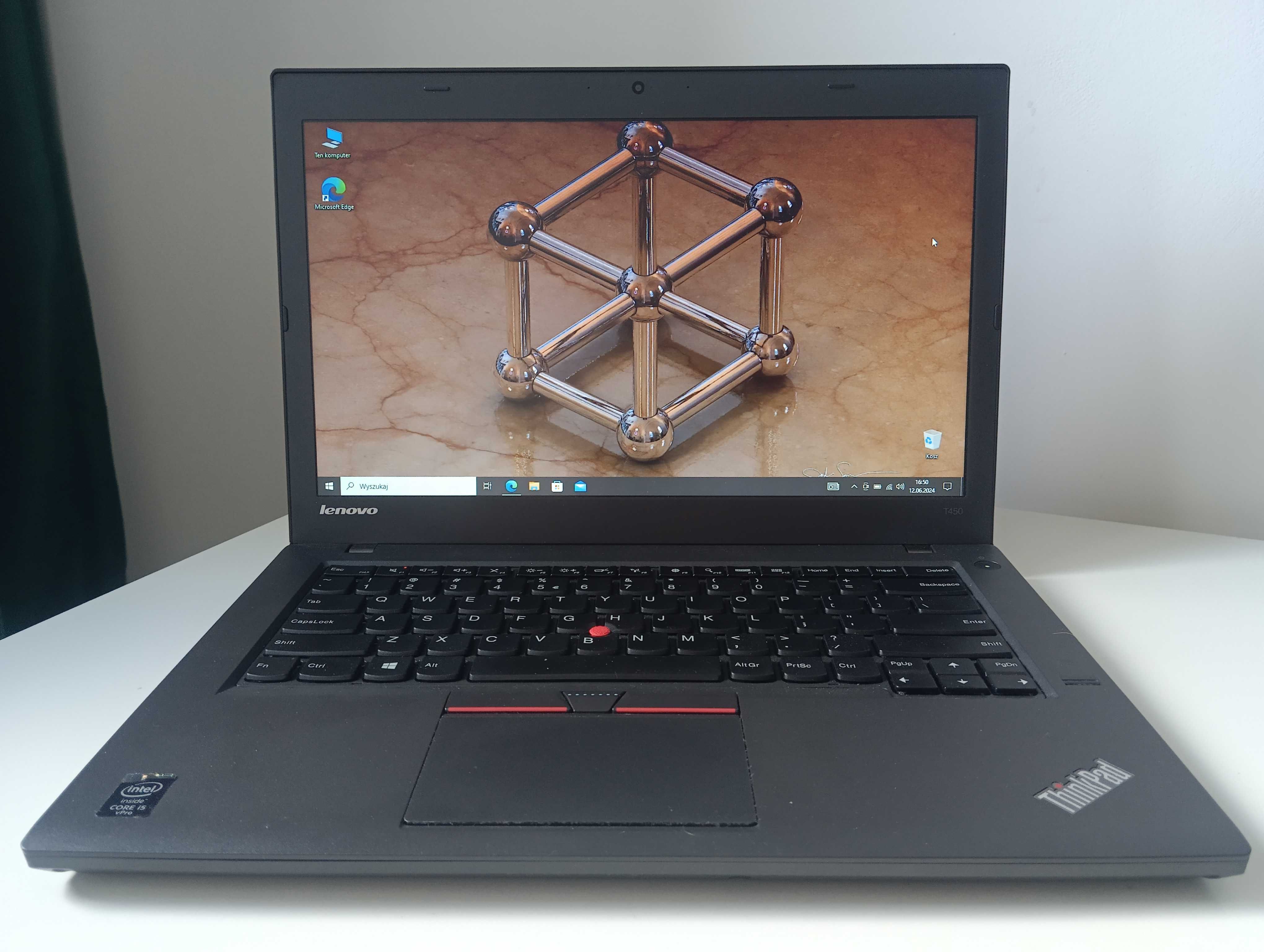 Lenovo T450/i5/8GB RAM/180GB SSD/14"/1,74 kg/Windows 10 Pro/PL